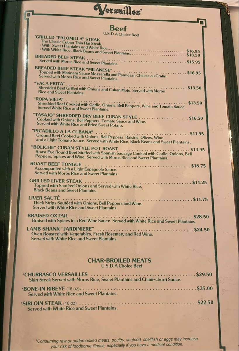 Versailles Restaurant Cuban Cuisine Menu - Image 6